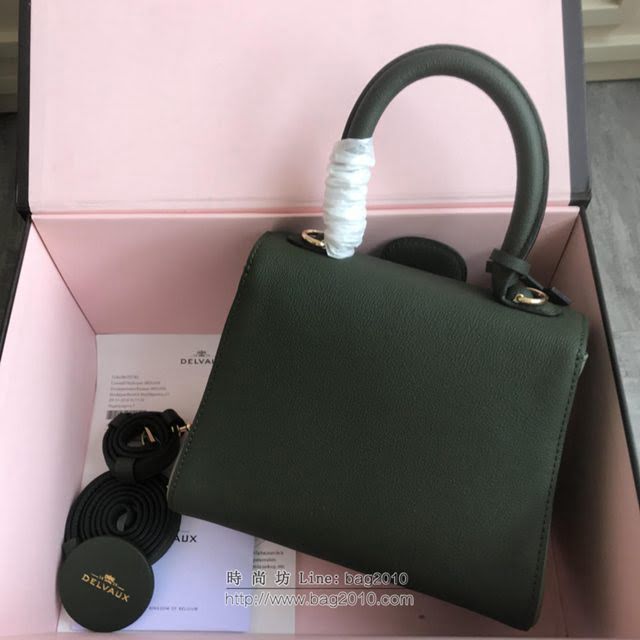 DELVAUX女包 德爾沃Brillant系列 原粒Togo皮革 德爾沃女手提包 DV0020三拼綠 小號 Delvaux單肩包  fcs1174